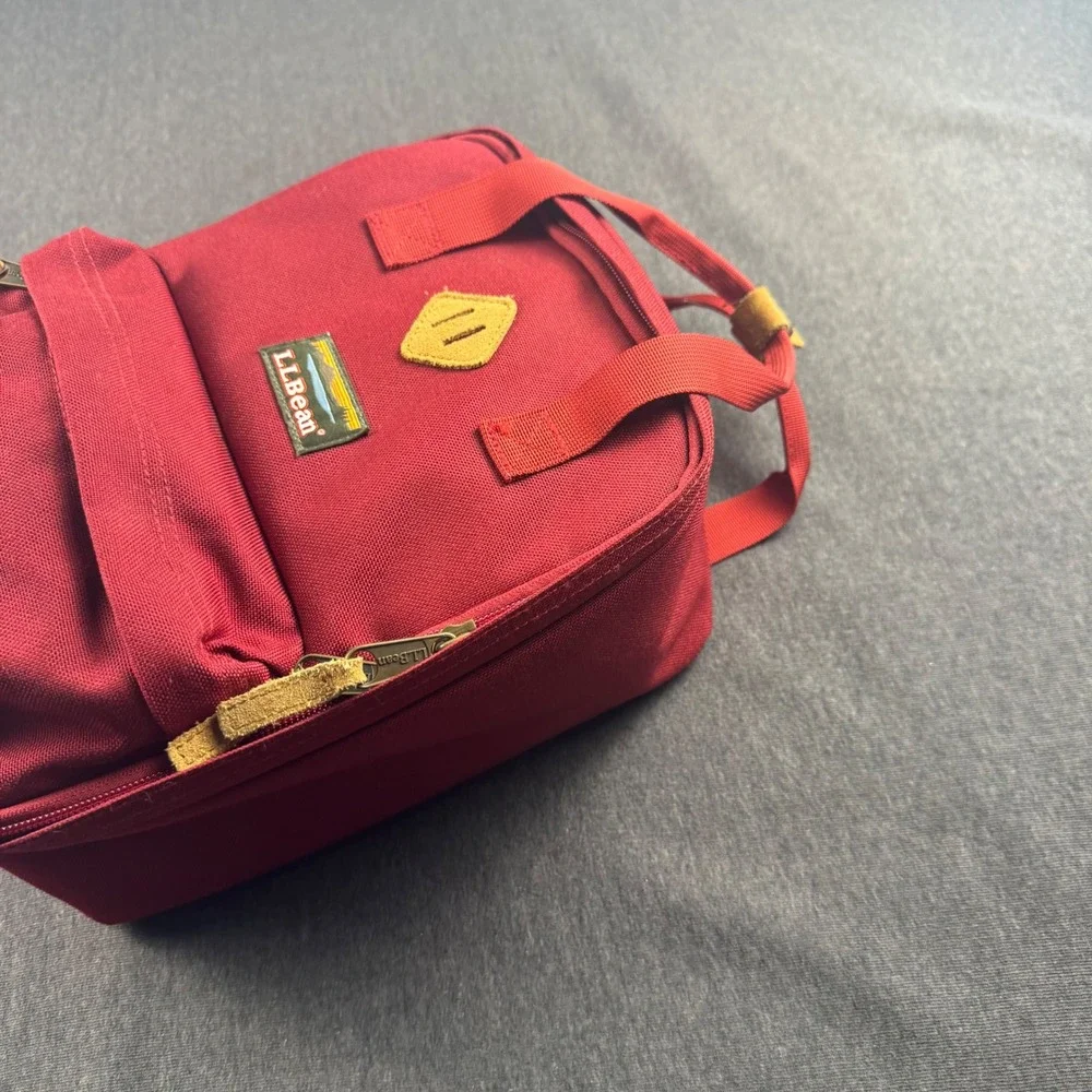 LL Bean Continental Rucksack Red Canvas LUNCHPACK LUNCH Bag Travel Daypack
